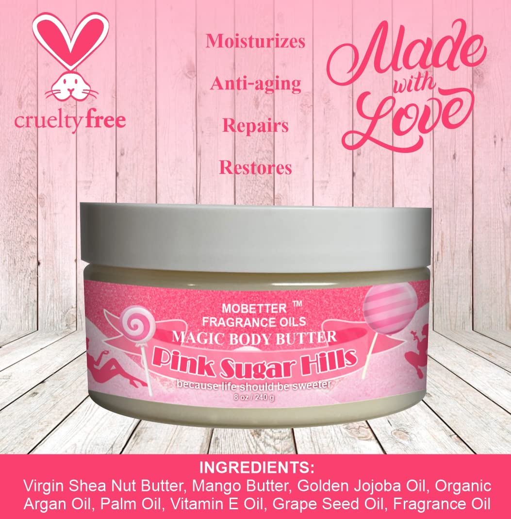 MOBETTER Pink Sugar Hills Magic Body Butter - Fragrance Oils for Women, Moisturizing & Nourishing Skin Care - Perfect for Daily Use, Spa & Relaxation at Home