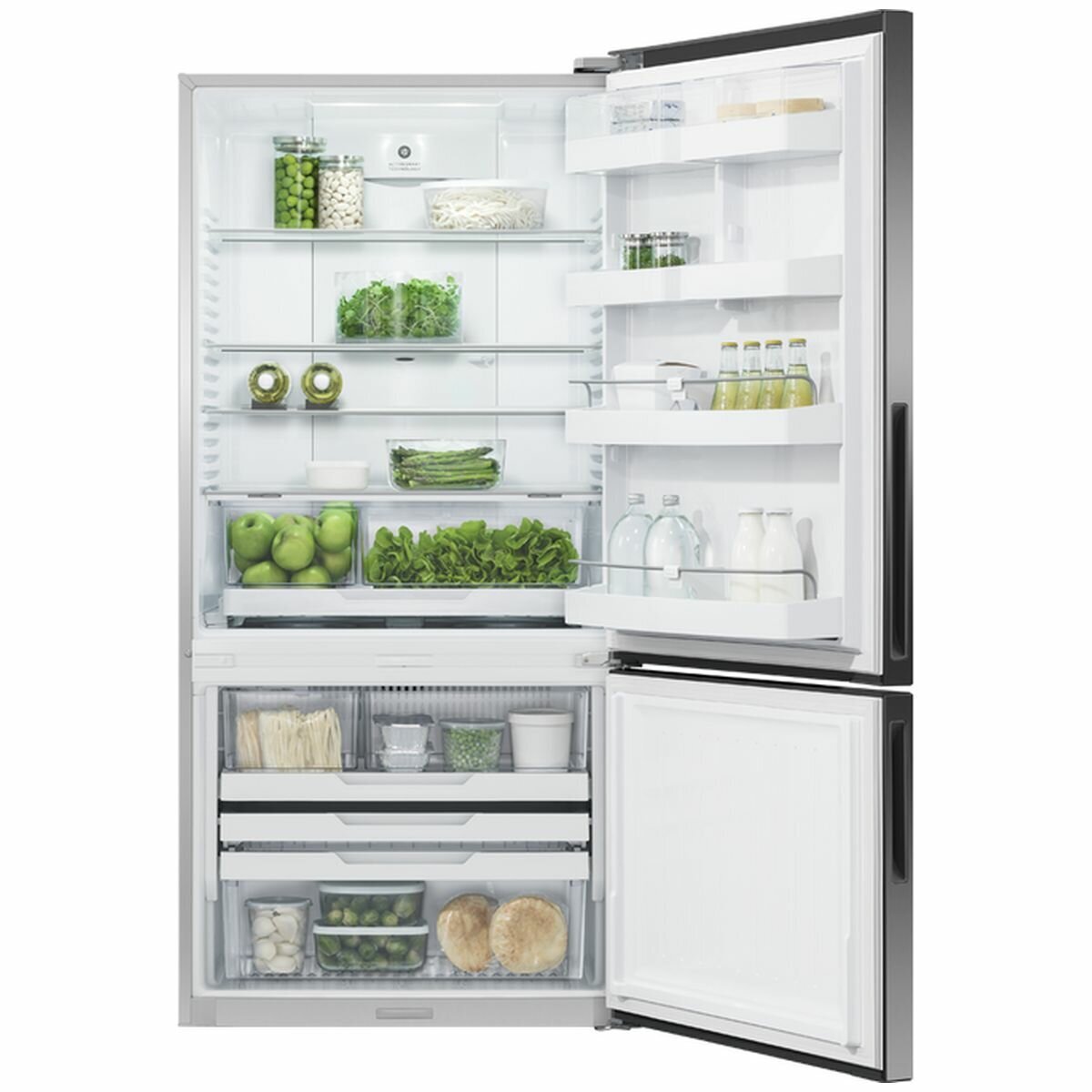 Fisher & Paykel Series 5 494L Bottom Mount Refrigerator - Black Stainless Steel, Right Hinge (RF522BRPB6) | Energy Efficient, Spacious Design for Modern Kitchens