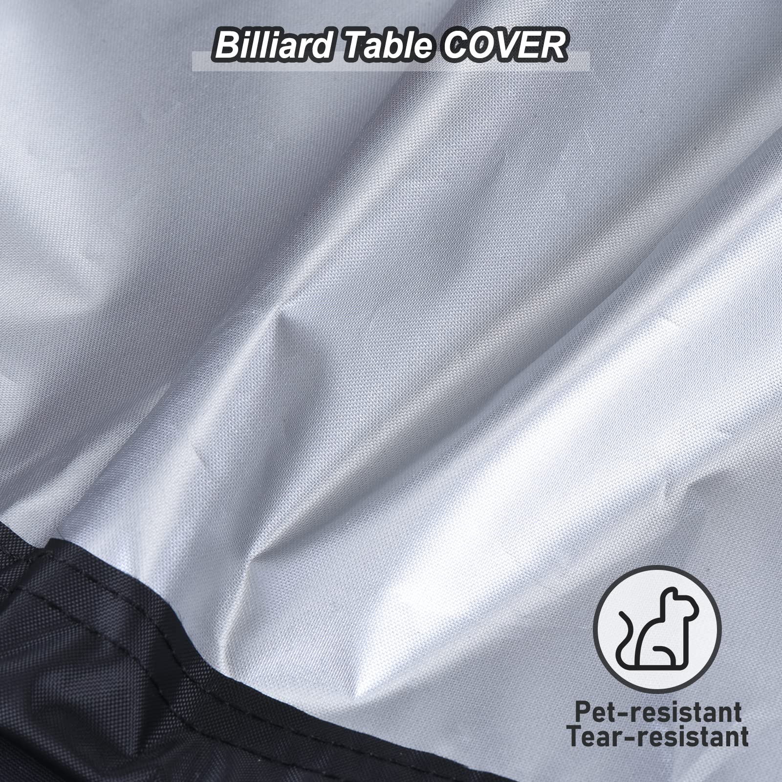 PATIKIL 8FT Waterproof Billiard Pool Table Cover - Indoor & Outdoor Dustproof, Sun & Rain Protection - Fits Patio, Snooker, and Pool Tables - Perfect for Home Game Rooms, Bars, and Outdoor Entertainment Areas (Black)