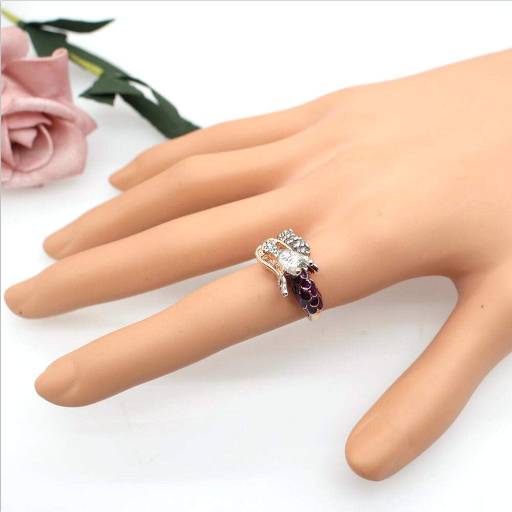 Gothic Dragon Crystal Ring for Women & Men - Rose Gold Plated Jewelry Gift for Engagement & Parties