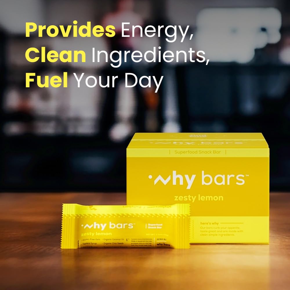 Zesty Lemon Protein Bars - Pack of 12 (2.04 oz Each) | Gluten Free, Non-GMO, Organic, Vegan Superfood Snacks with Simple Ingredients - Perfect for Gym Workouts, Hiking & Healthy On-the-Go Nutrition