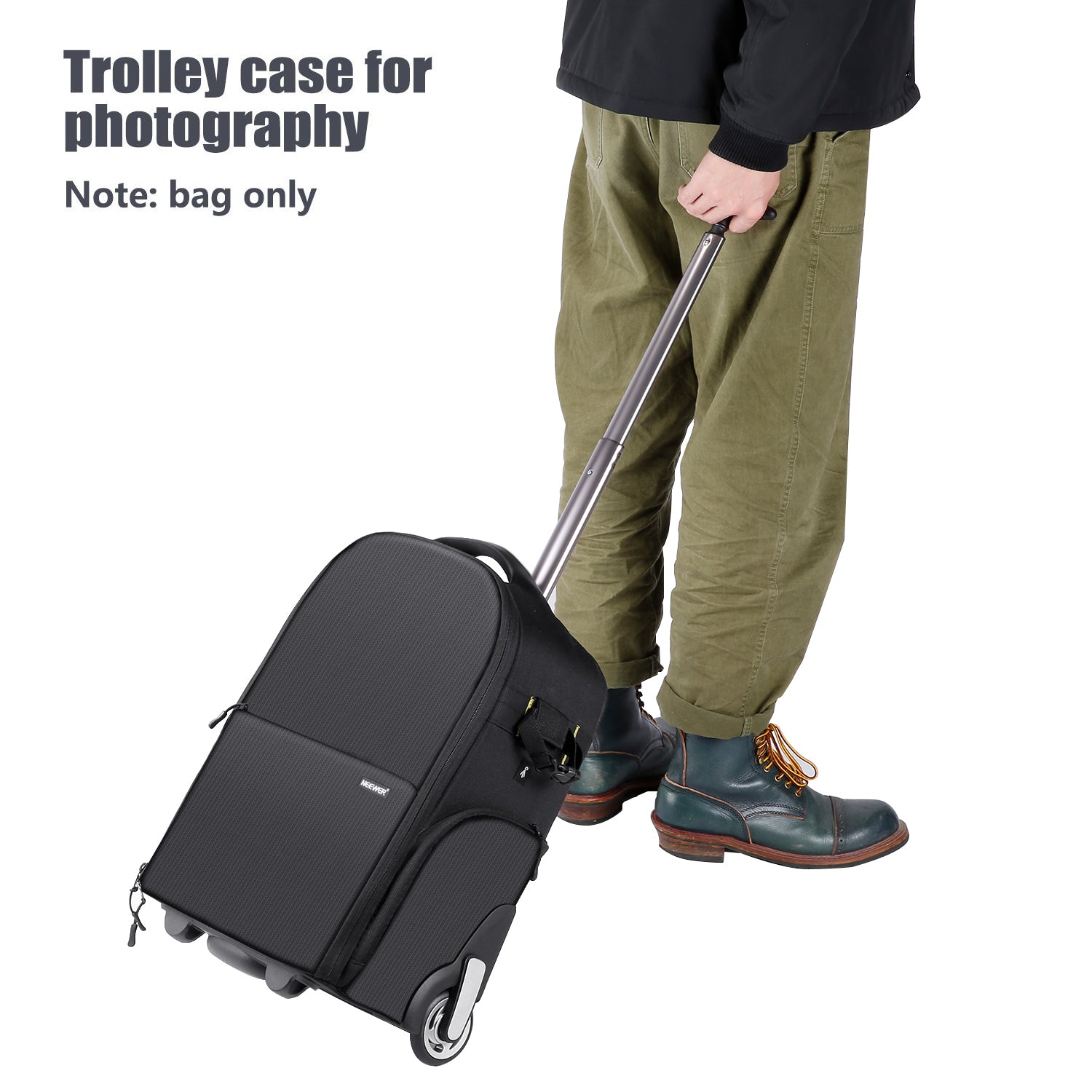 NEEWER 2-in-1 Rolling Backpack with Wheels, 19.2x12.9x7.87 Inch Carry-On Trolley Luggage for Travel, Business & School - Convertible Duffle Bag & Backpack for Airplane, Commuting & Outdoor Adventures