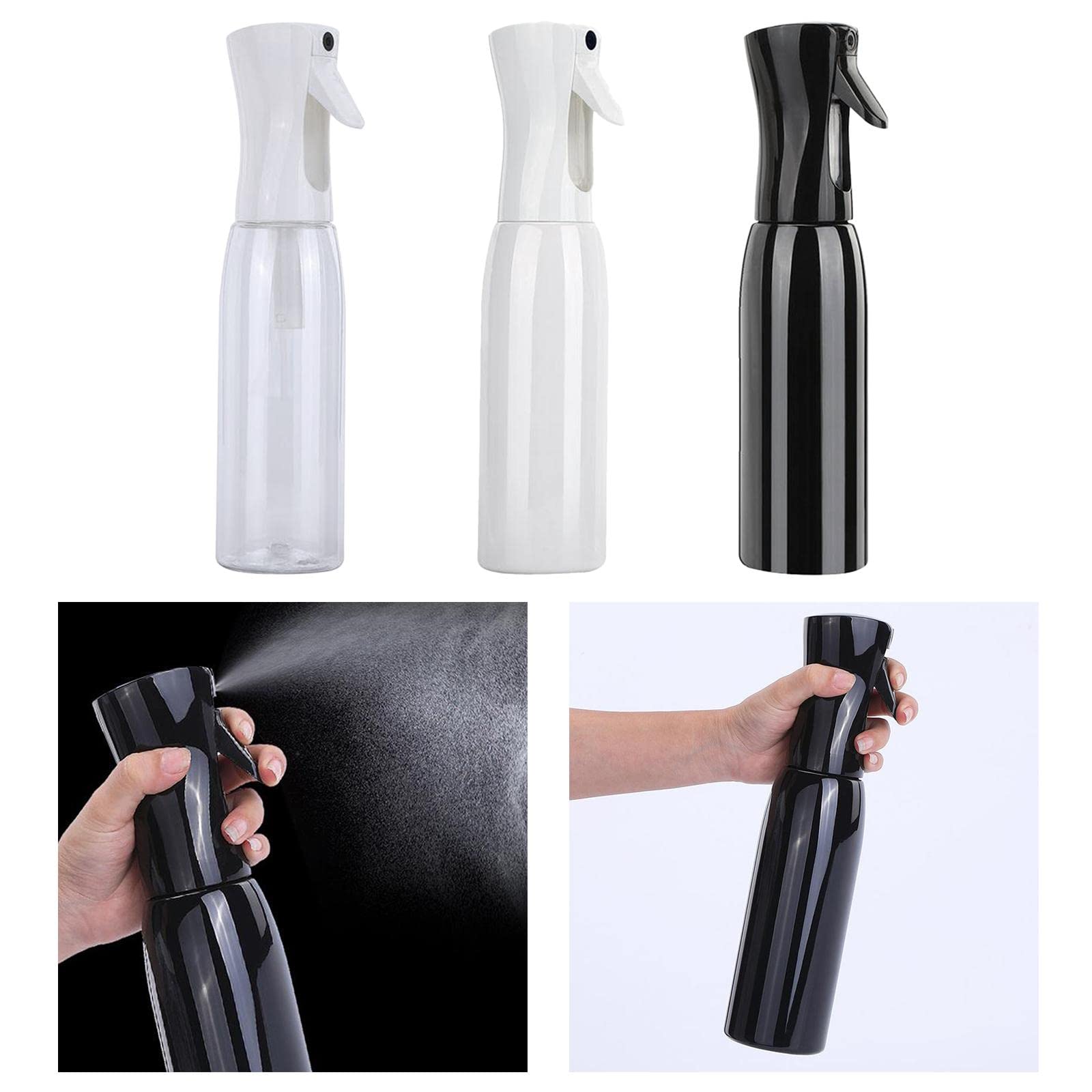 VMS INDIA 500ml Continuous Spray Bottle - Hair Styling, Salon, Barber, Gardening, Cleaning, Plant Misting - Durable Black Plastic Water Sprayer for Home & Professional Use
