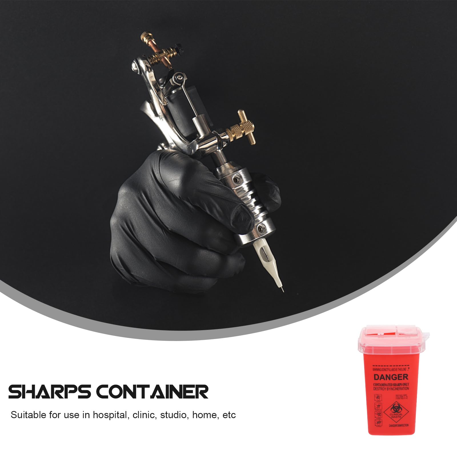 EXCEART Sharps Disposal Container - Biohazard Needle & Syringe Disposal Box - Small Portable Medical Waste Bin for Travel, Home, Clinic & Hospital Use (Red) - Safe Needle Disposal Solution for Diabetics, Tattoo Artists & Healthcare Professionals