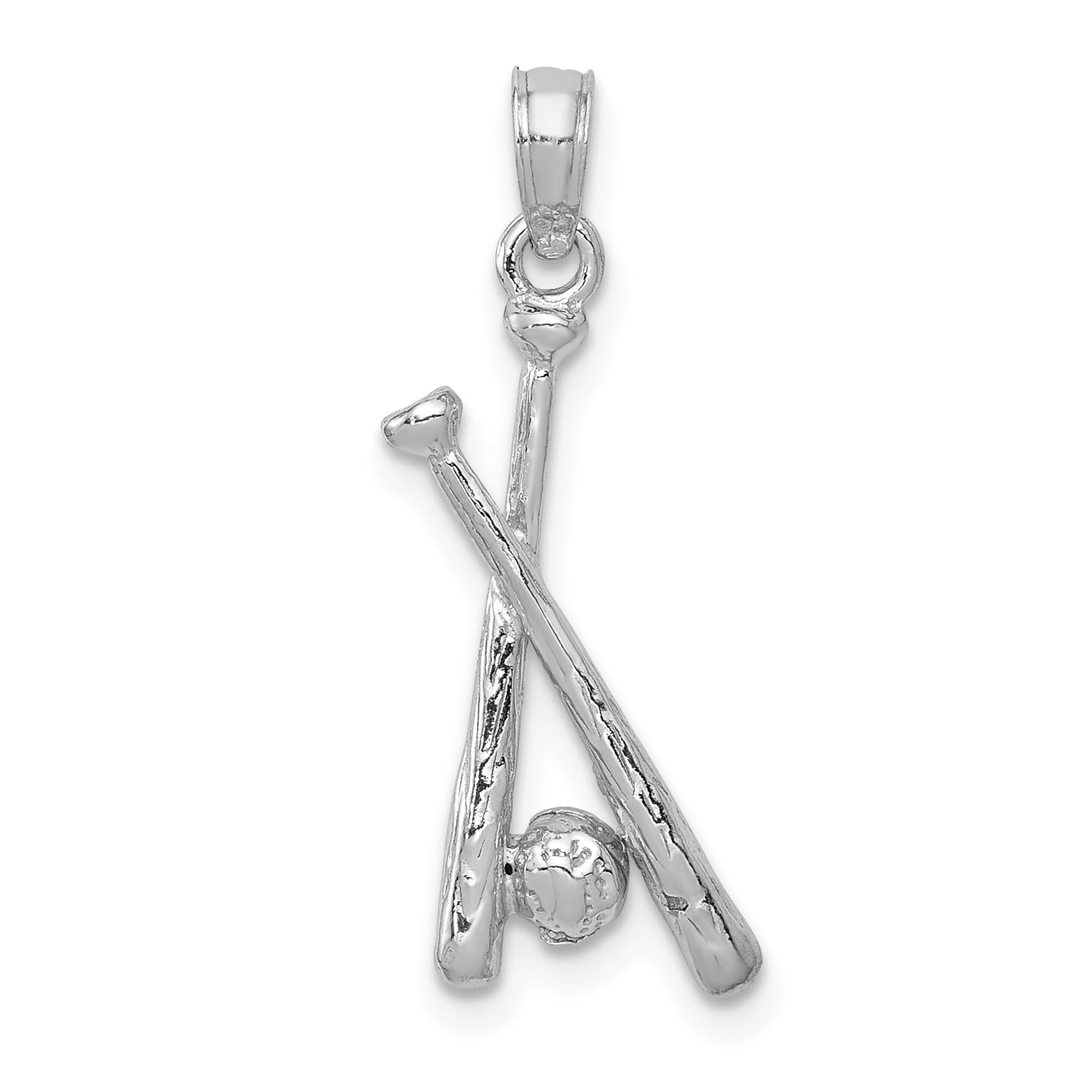 14K Solid White Gold Baseball Bat Necklace - Sports Jewelry for Women & Men - Perfect Gift for Softball Players, Coaches & Fans - Game Day, Birthday & Anniversary Present