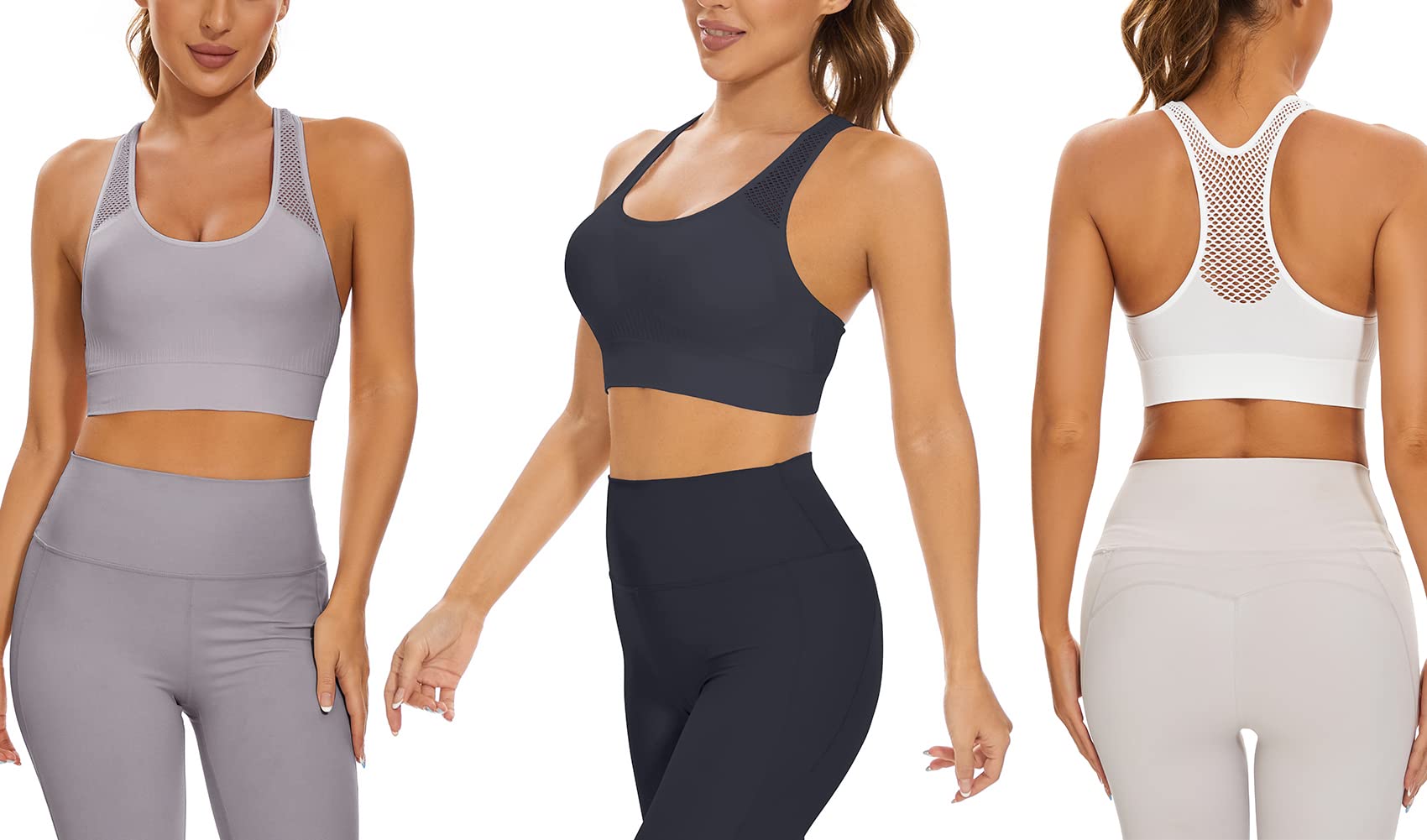 SEGRILA Women's High Support Sports Bra - Padded Racerback Workout Top with Breathable Mesh Straps for Yoga, Running, Gym & Fitness Training