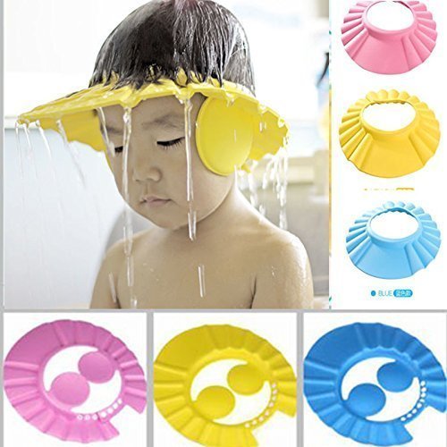 Vroxy Adjustable Baby & Kids Shampoo Bath Shower Cap - Waterproof Hair Shield Hat for Toddlers & Children (Multicolor, 1 Pack) - Perfect for Bath Time, Hair Washing & Keeping Eyes Dry