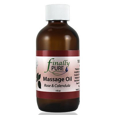 Finally Pure - Organic Rose & Calendula Massage & Body Oil, 4 oz - Relaxing Aromatherapy for Spa, Couples & Self-Care