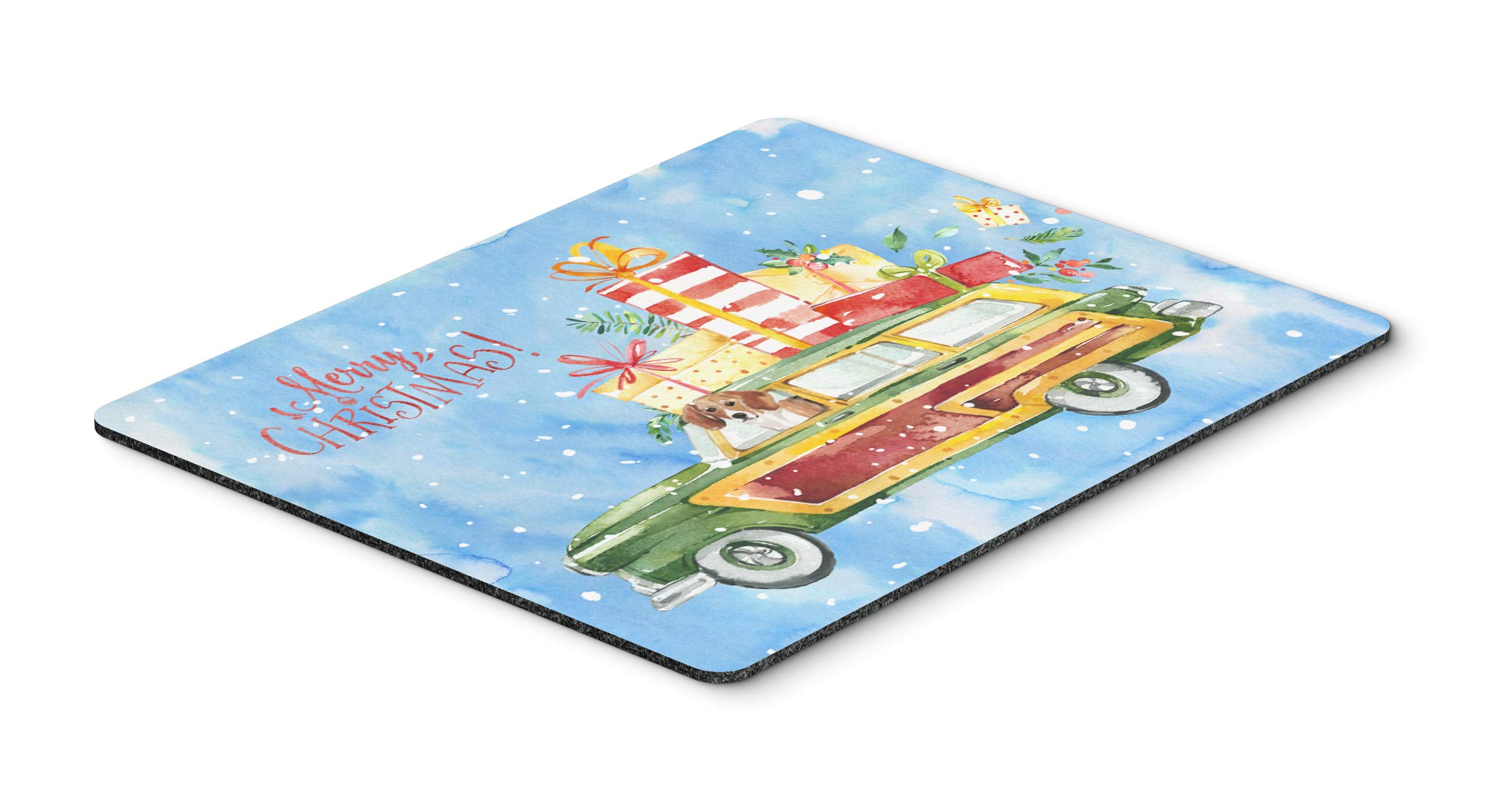 Merry Christmas Beagle Mouse Pad - Large Washable Non-Slip Desk Mat for Home Office, Gaming & Computer Use | Holiday Gift Idea | Caroline's Treasures CK2442MP