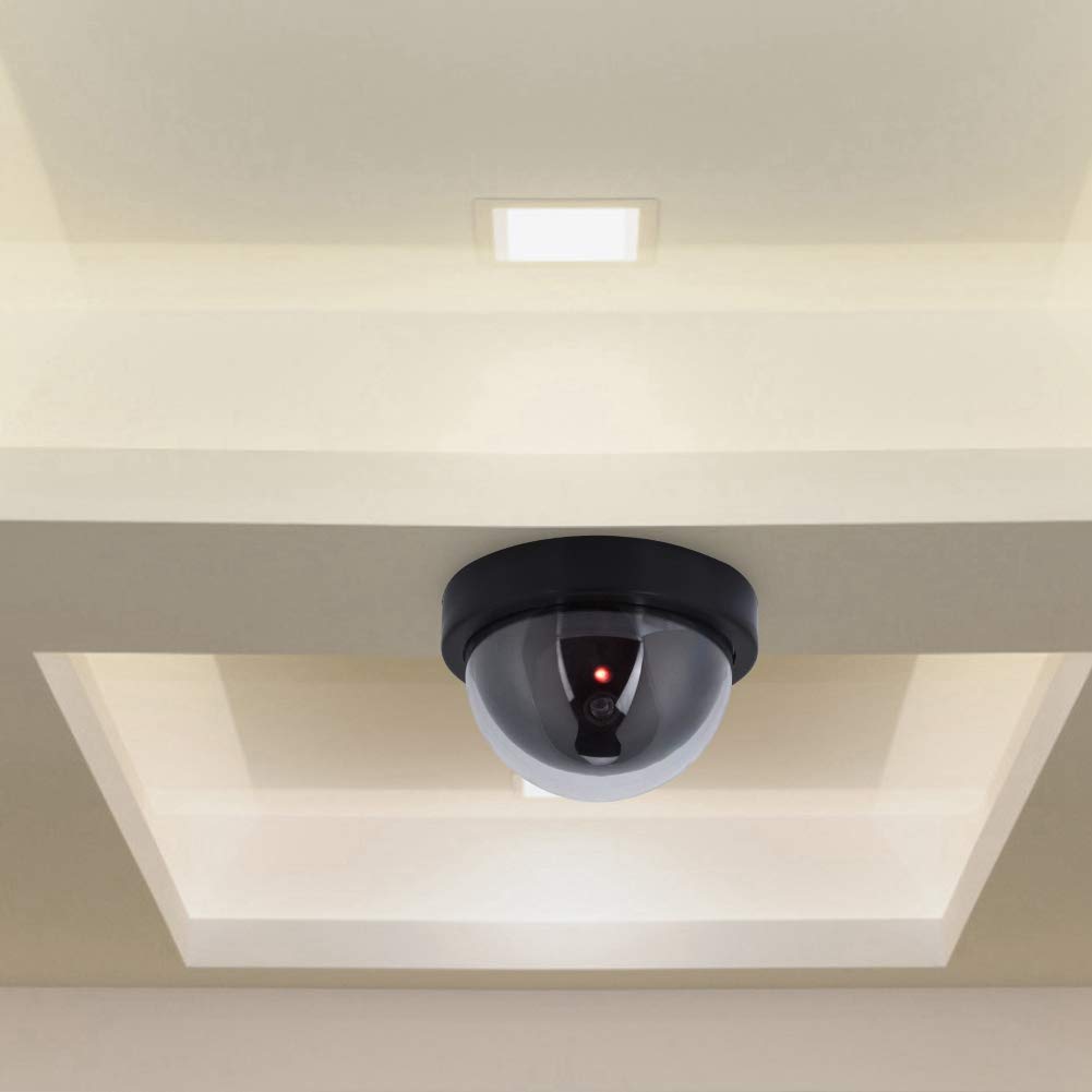 ASHATA Fake Security Camera with Flashing LED Light - Dummy Dome Surveillance Decoy for Home & Business Security - Indoor/Outdoor Use for Theft Deterrence