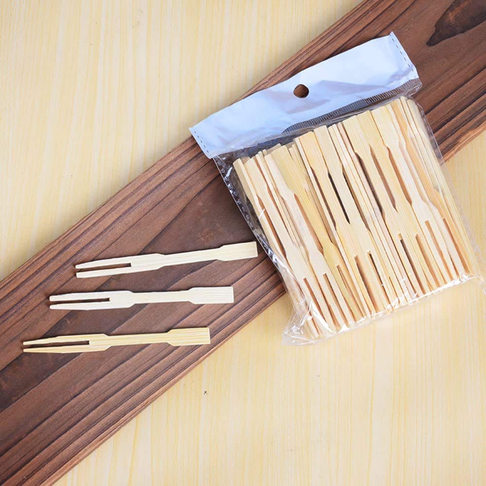 750Pcs Bamboo Forks - Eco-Friendly Wooden Appetizer Forks for Cocktail Parties, Fruit Platters, Desserts & Pastries (3.4 Inch) | Perfect for Catering, Weddings & Picnics