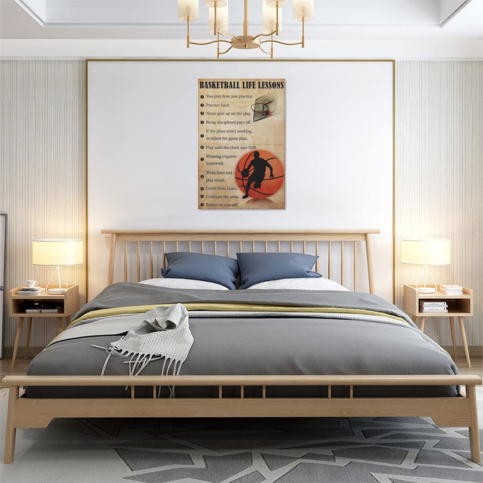 Basketball Wall Art - Motivational Canvas Print for Gym & Room Decor 16x24