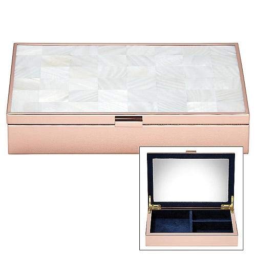 Elegant Mother of Pearl Rose Gold Jewelry Box by Reed & Barton - Perfect for Gift Giving, Wedding Favors & Jewelry Storage