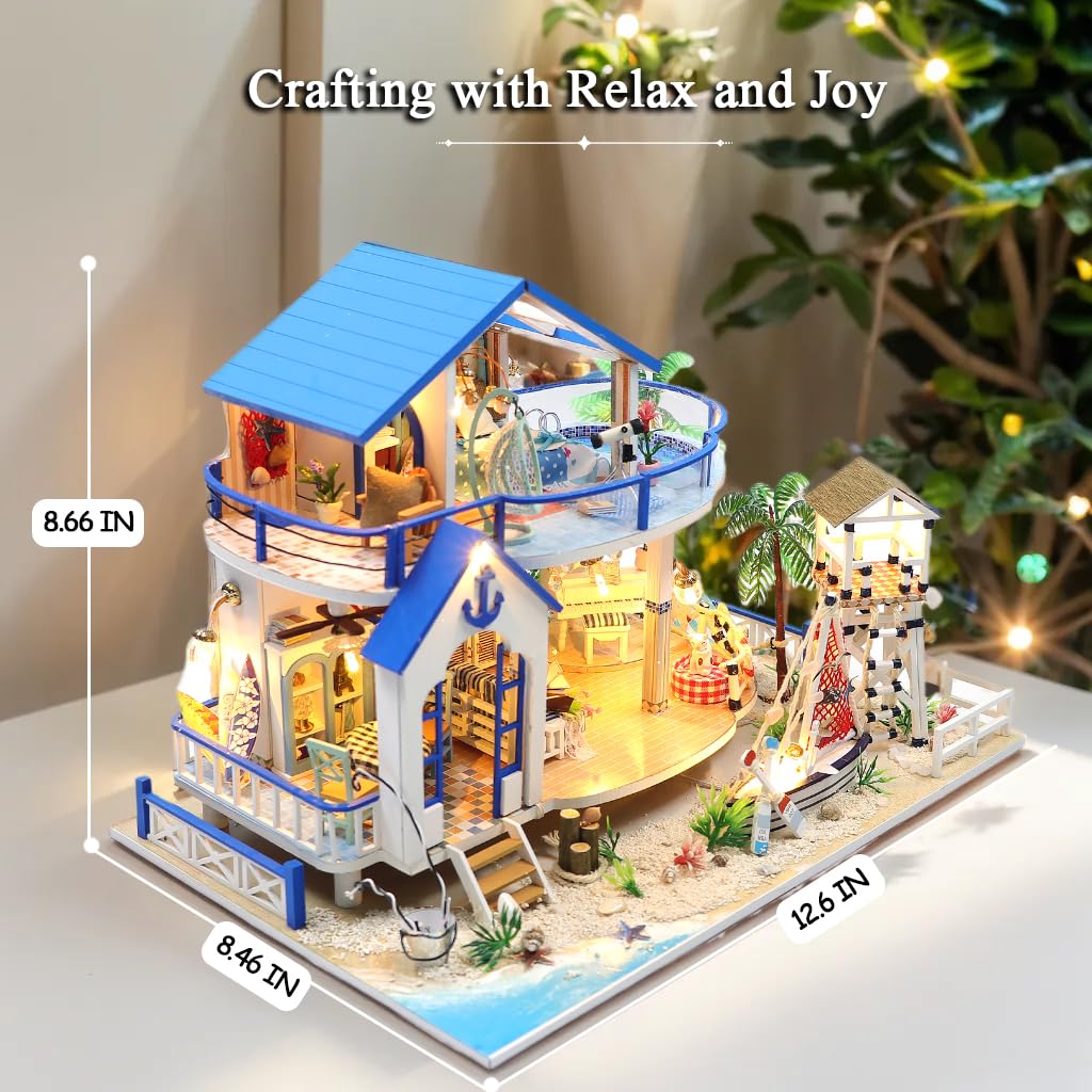 DIY Miniature House Kit - Beach House Model Building Set for Adults & Teens | Creative Craft Project, Home Decor, Gift Idea for Hobbyists & Collectors