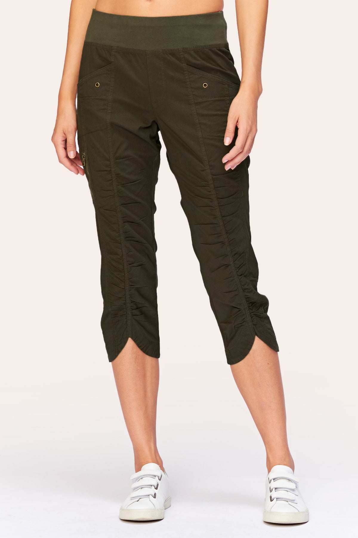 IRIS Crop Olive Green Women's T-Shirt - Soft Cotton Casual Tee for Everyday Wear, Workout & Street Style