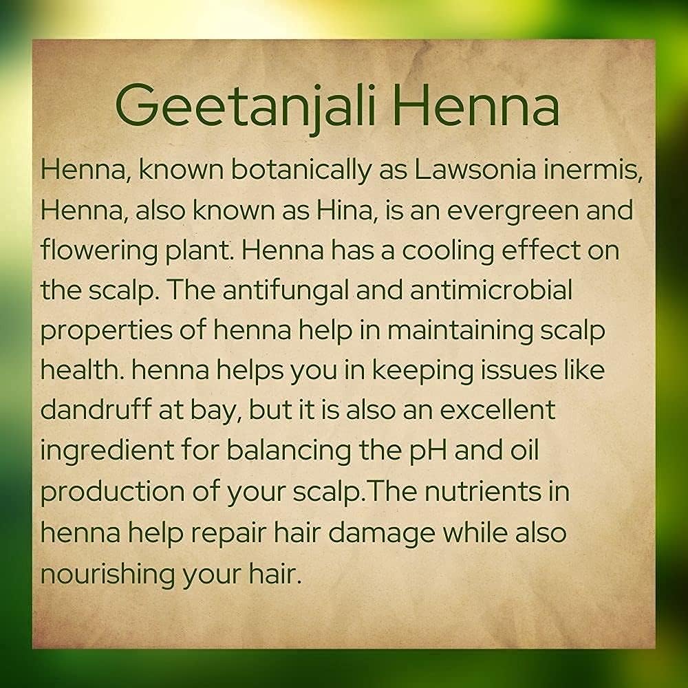 100% Organic Geetanjali Henna Mehandi Leaves for Natural Hair Coloring - Chemical-Free Herbal Hair Dye (400g) | Safe for Hands & Gray Coverage - Perfect for DIY Hair Care & Bridal Mehndi Designs