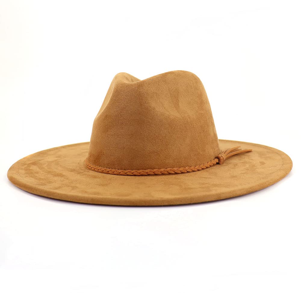 Stylish LIDHAY Wide Brim Fedora Hat for Women & Men - Western Suede Felt Panama Cowboy Hat - Perfect for Outdoor Activities, Beach Vacations, and Fashion Statements