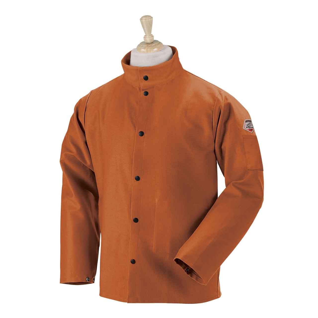 Black Stallion FB2-30C TruGuard 200 FR Cotton Welding Jacket - Large Brown, Heavy-Duty Flame-Resistant Workwear for Welding and Industrial Safety