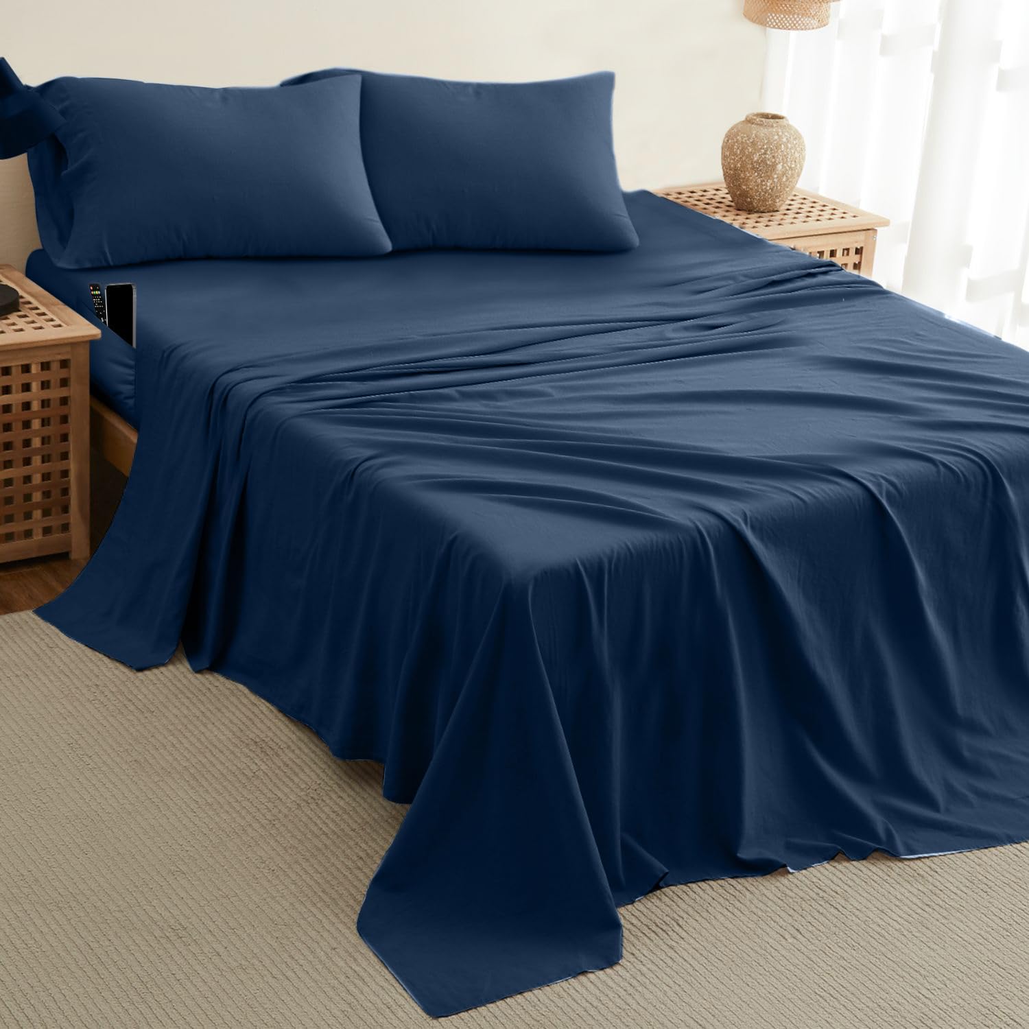 DREAMCARE King Size Sheets Set - 4 Piece Cooling Bed Sheet Set with 21