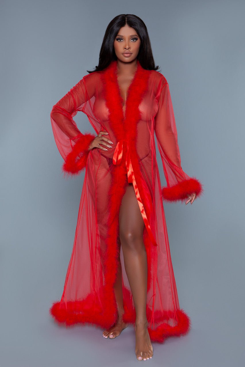 BeWicked Women's Soft Marabou Feather Robe BW1650 - Luxurious Lingerie for Boudoir, Bridal & Special Occasions
