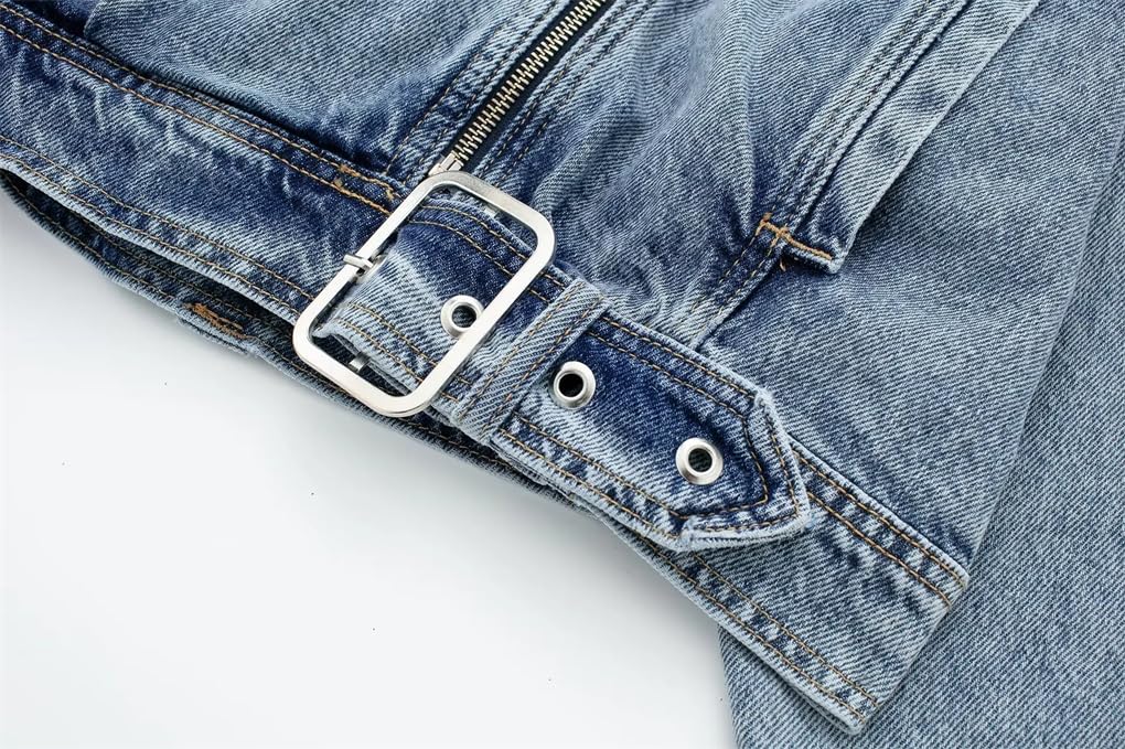 Women's Blue Denim 3-Piece Set - Long Sleeve Jacket, Vest & Flare Shorts | 2024 Vintage Jeans Outfit | Casual Streetwear, Spring Fashion, Weekend Brunch Outfit