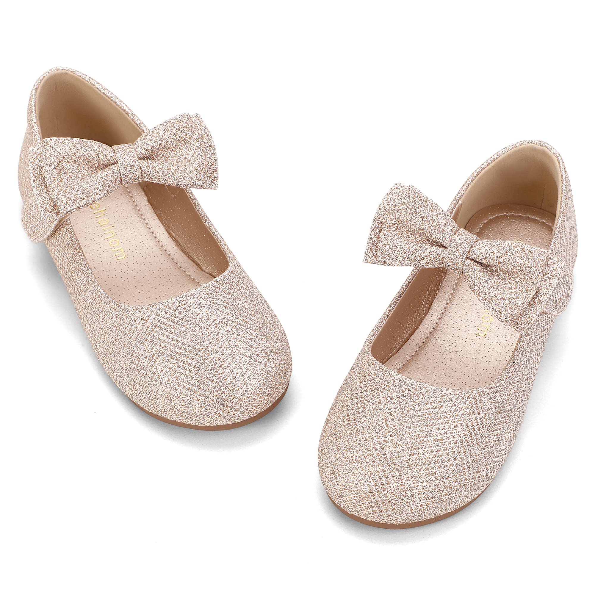 Hehainom Toddler Flower Girls Dress Shoes - Mary Jane Princess Ballet Flats with Bow and Pearls for Party, Wedding, School | Perfect for Special Occasions & Formal Events