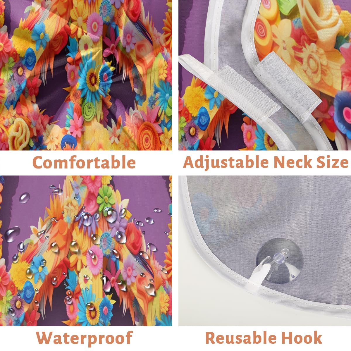 Men's Peace Sign Floral Beard Shaving Bib - Waterproof Hair Dye Apron for Barbers & Stylists, Makeup Artist Cape with Sink Hair Catcher - Perfect for Beard Trimming, Haircuts & Salon Services