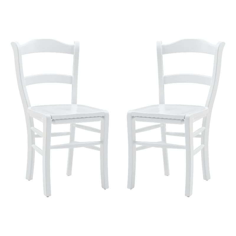 Linon Holland Wood Commercial Grade Set of 2 White Dining Chairs - Sturdy Side Chairs for Restaurant, Cafe, Bistro & Home Kitchen Use
