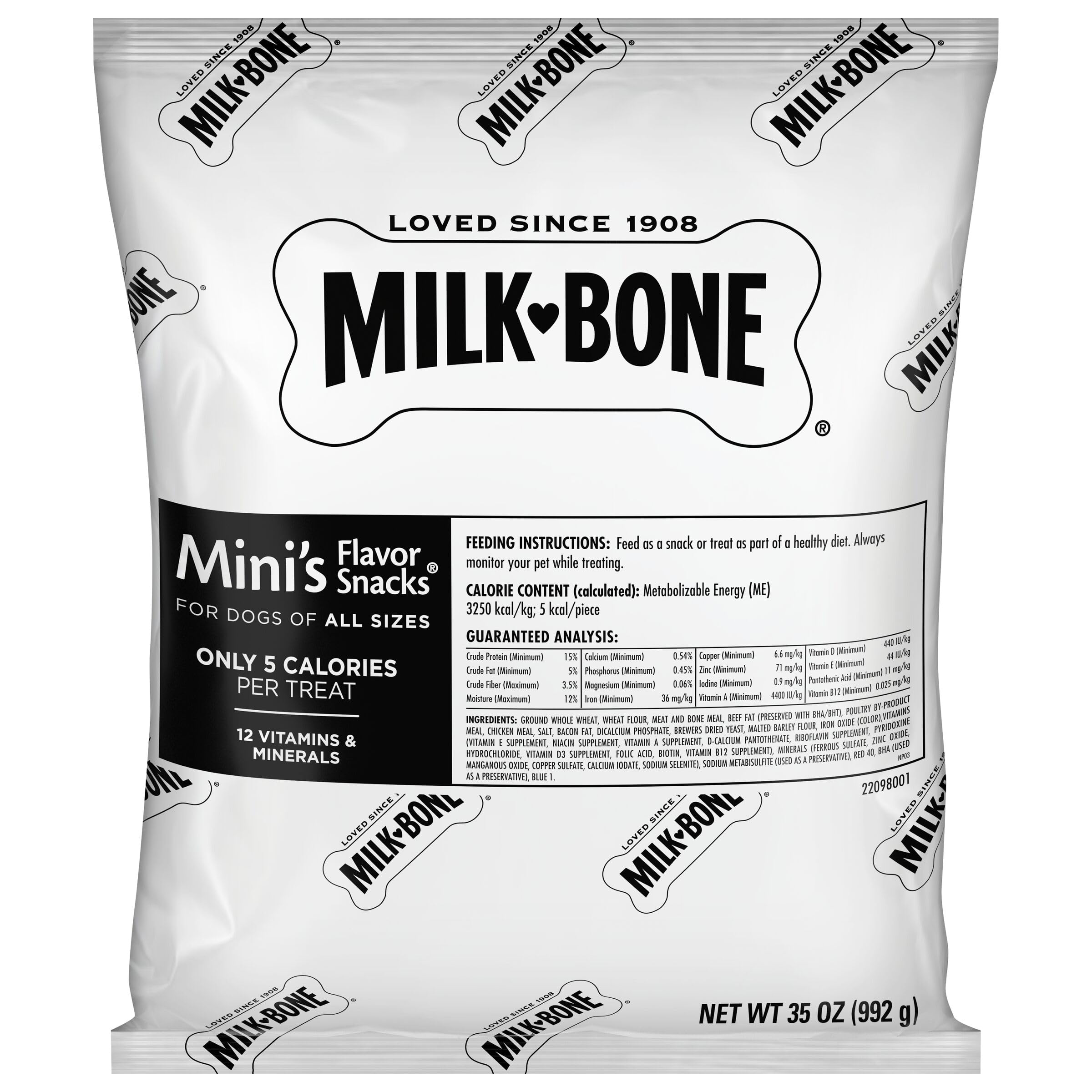 Milk-Bone Mini's Flavor Snacks Dog Treats, 35 Ounce Refill Packs (Pack of 2) - Crunchy Texture for Tartar Control - Perfect for Small Dogs Training & Dental Care