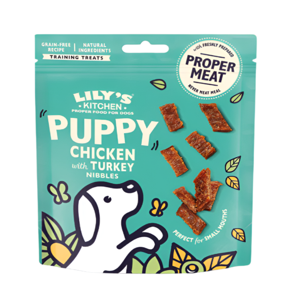 Lily's Kitchen Chicken & Turkey Nibbles Puppy Dog Treats - Healthy Natural Training Snacks for Small & Large Breed Puppies - Perfect for Reward, Training & Bonding Time