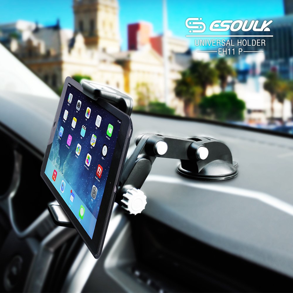 Universal Car Tablet Mount Holder for iPad, iPhone & Android Devices - Windshield & Dashboard Adjustable Stand - Perfect for GPS Navigation, Hands-Free Calls & In-Car Entertainment
