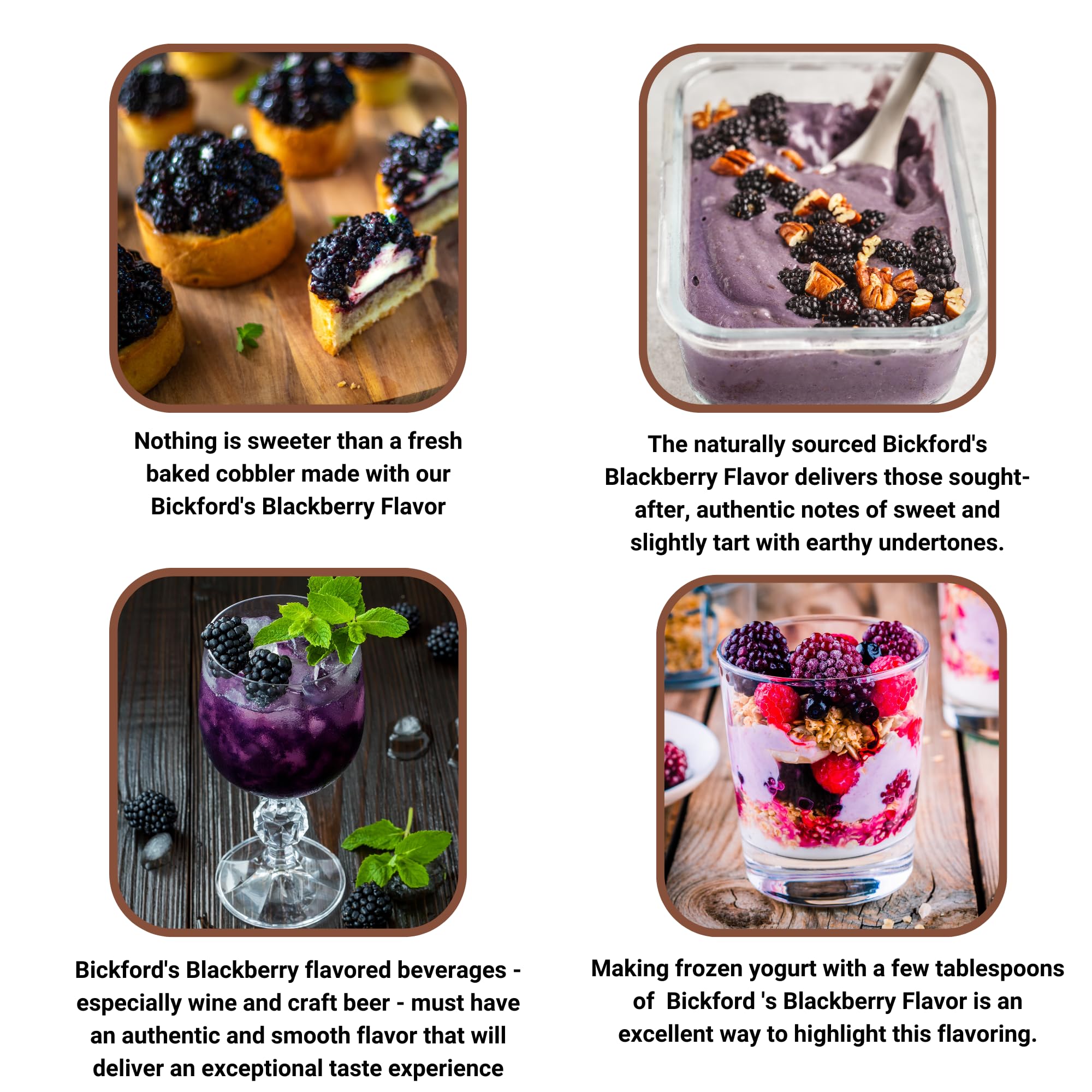 Premium Bickford 4X Blackberry Flavor Extract for Baking, Cooking & Beverages - Gluten Free, Kosher, Vegan, No Sugar Added - 32 fl. oz Bulk Size - Perfect for Cakes, Ice Cream, Cocktails & DIY Food Flavors