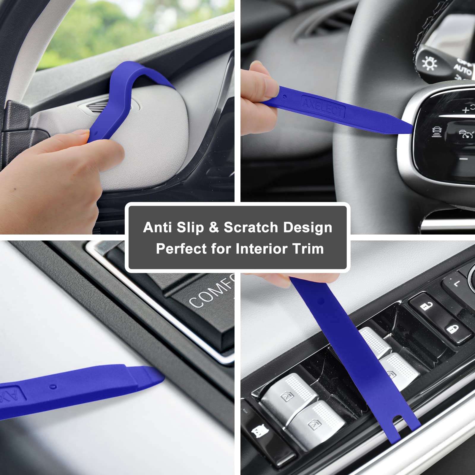 AXELECT 5-Piece Auto Trim Removal Tool Kit - No Scratch Plastic Pry Tools for Car Panel, Door & Window Fastener Removal | Interior Detailing & DIY Car Repair Accessories | Perfect for Auto Body Work, Upholstery Installation & Vehicle Maintenance