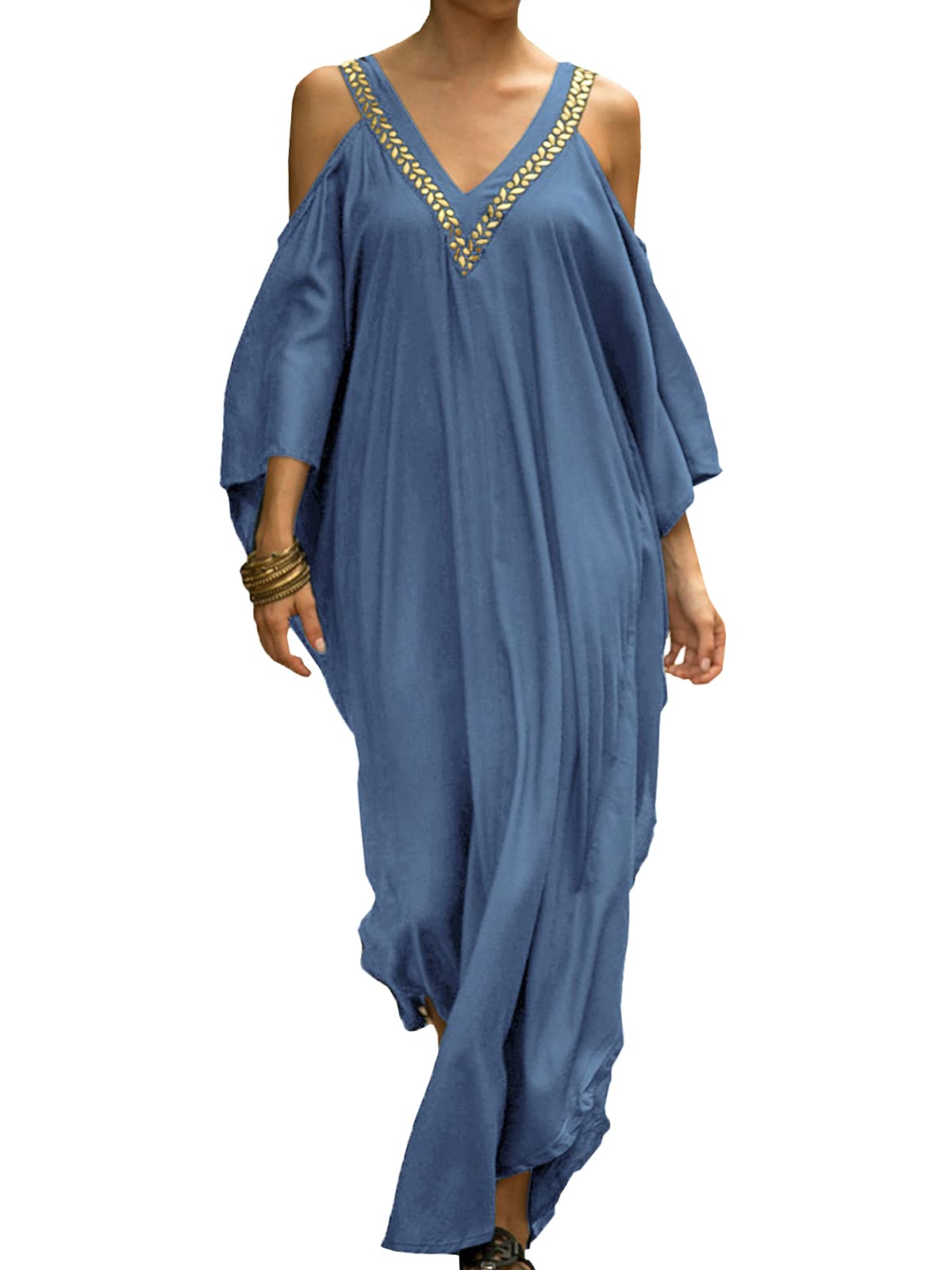 Lightweight Women's Long Cover Up Caftan Beach Maxi Kaftan Dress - Flowy Summer Dress for Pool, Vacation & Boho Chic Outfits