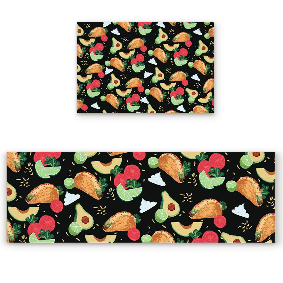 2-Pack Non-Slip Kitchen Runner Rugs with Anti-Fatigue Cushioning - Washable Rubber Backing Floor Mats for Home & Office (19.7