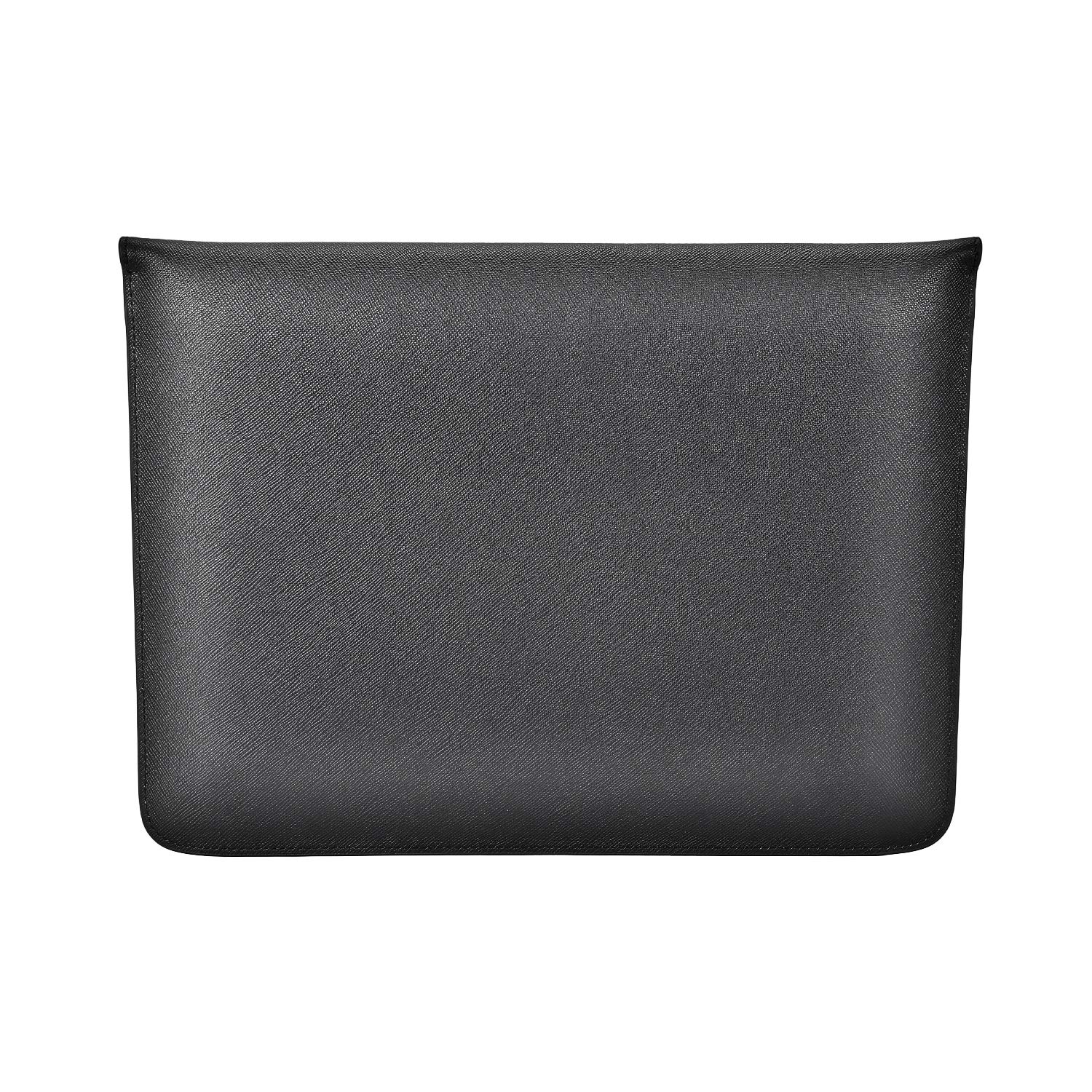 Genuine Leather Laptop Sleeve for 13-13.5 Inch Devices – Premium Black Envelope Case for MacBook, iPad Pro, Surface, Dell, HP, Lenovo – Silk Inner Lining – Elegant, Durable, and Perfect for Work, Travel, and Everyday Use