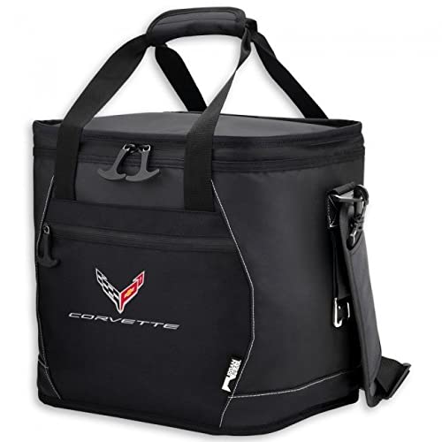 SR1 Performance C8 Corvette Waterproof Soft Cooler - Insulated Travel Ice Chest for Camping, Beach & Road Trips - Holds 24 Cans - Black (Top-Loading Design with Thick Foam Insulation)