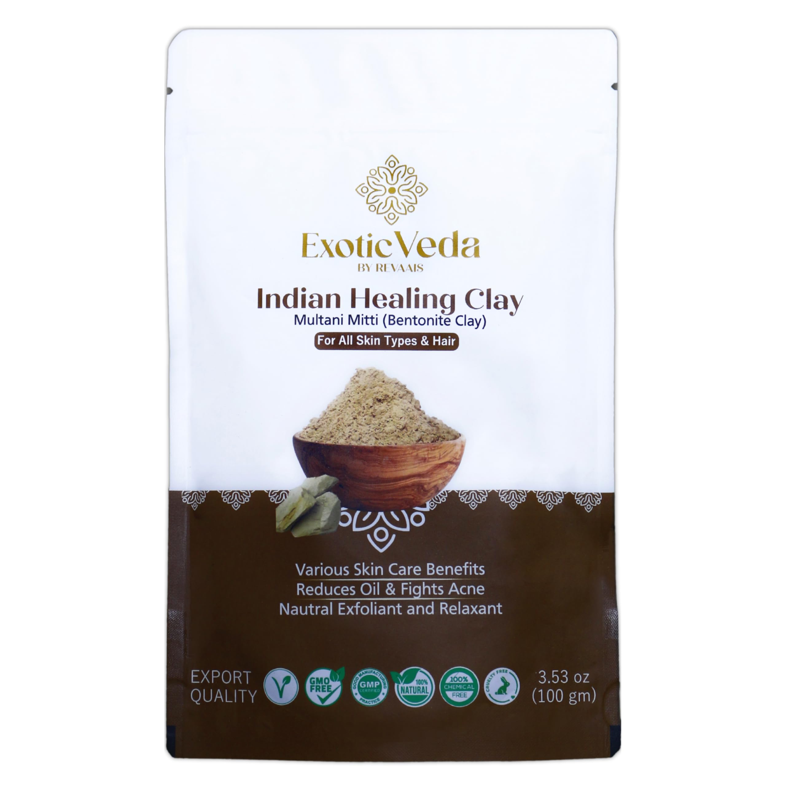 Multani Mitti Fullers Earth Clay - 100% Natural Indian Bentonite Clay for Face Mask & Hair Care | Deep Cleansing, Oil Control, Exfoliation, Pore Tightening | Fights Acne, Blemishes & Anti-Aging | Treats Dandruff | Perfect for DIY Skincare & Spa Treatments at Home