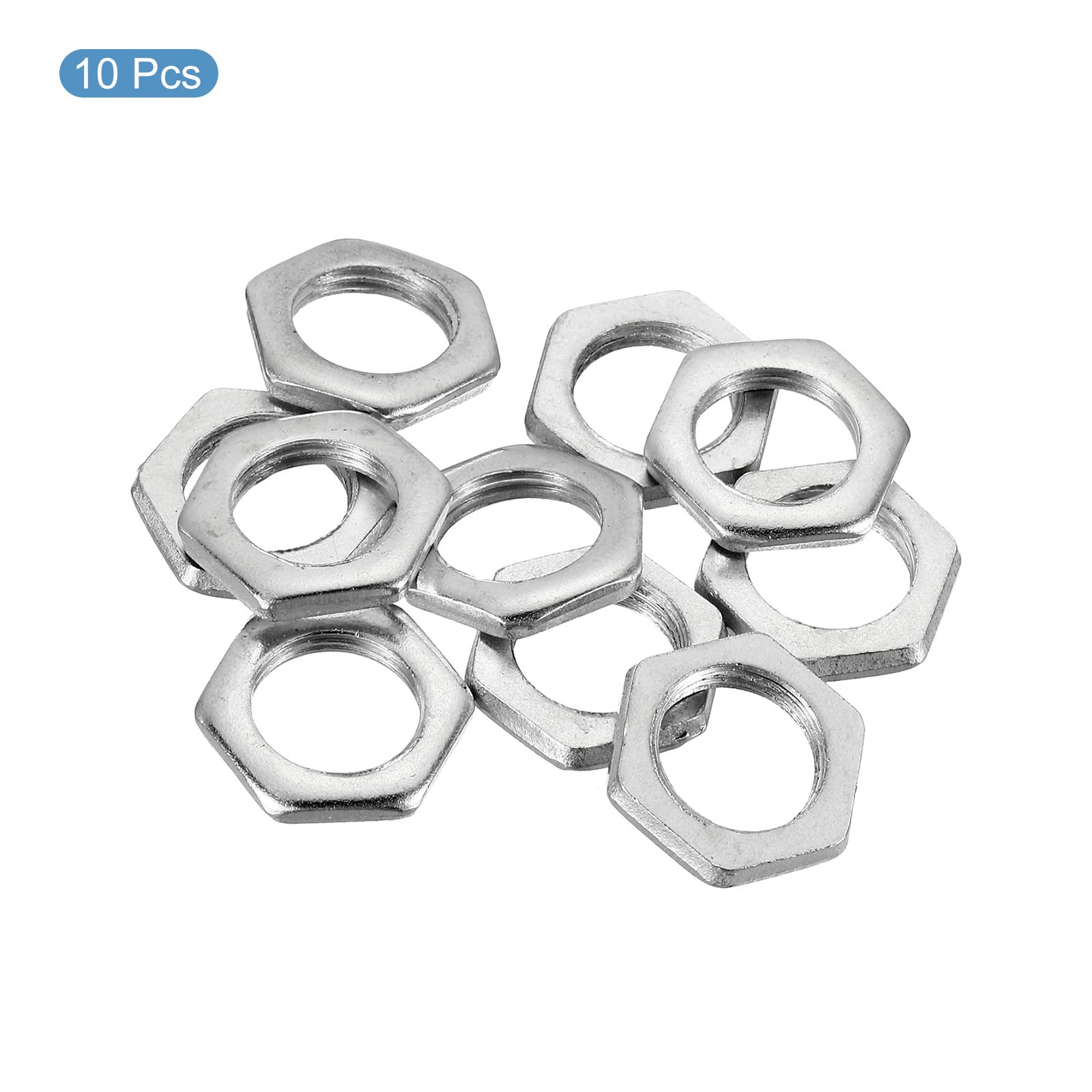 PATIKIL M16 x 1.5 Steel Hex Nuts - 10 Pack Metric Thread Zinc Plated Nuts for Bolts & Fasteners (4mm Height) - Ideal for Automotive, Machinery & DIY Projects