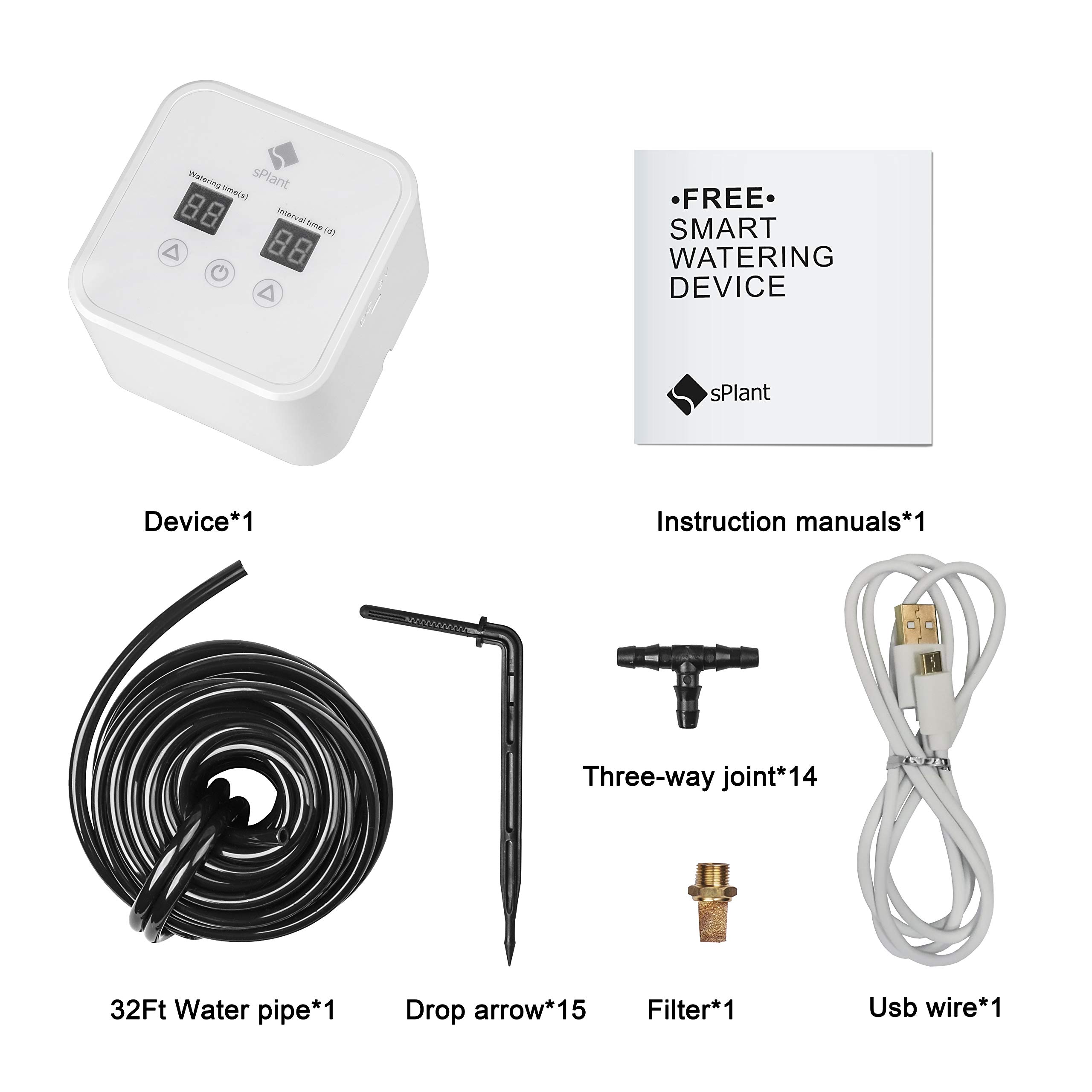 Upgraded sPlant High-Power Automatic Drip Irrigation Kit for 15 Potted Plants - Indoor Self-Watering System with 30-Day Programmable Timer & Weekday Scheduling - Perfect for Vacation Care, Home Gardening, and Office Plants