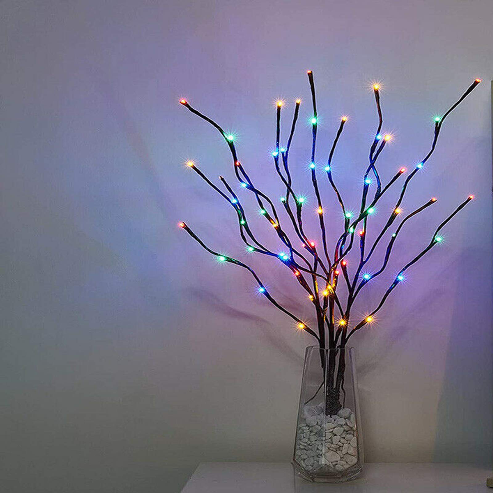 Lxcom LED Branch Lights 3 Pack - 60 LED Artificial Brown Twig Tree Lights with USB Plug, Multicolor Decorative Willow Branch Lighting for Wedding, Party, Home, Garden & Indoor/Outdoor Decor