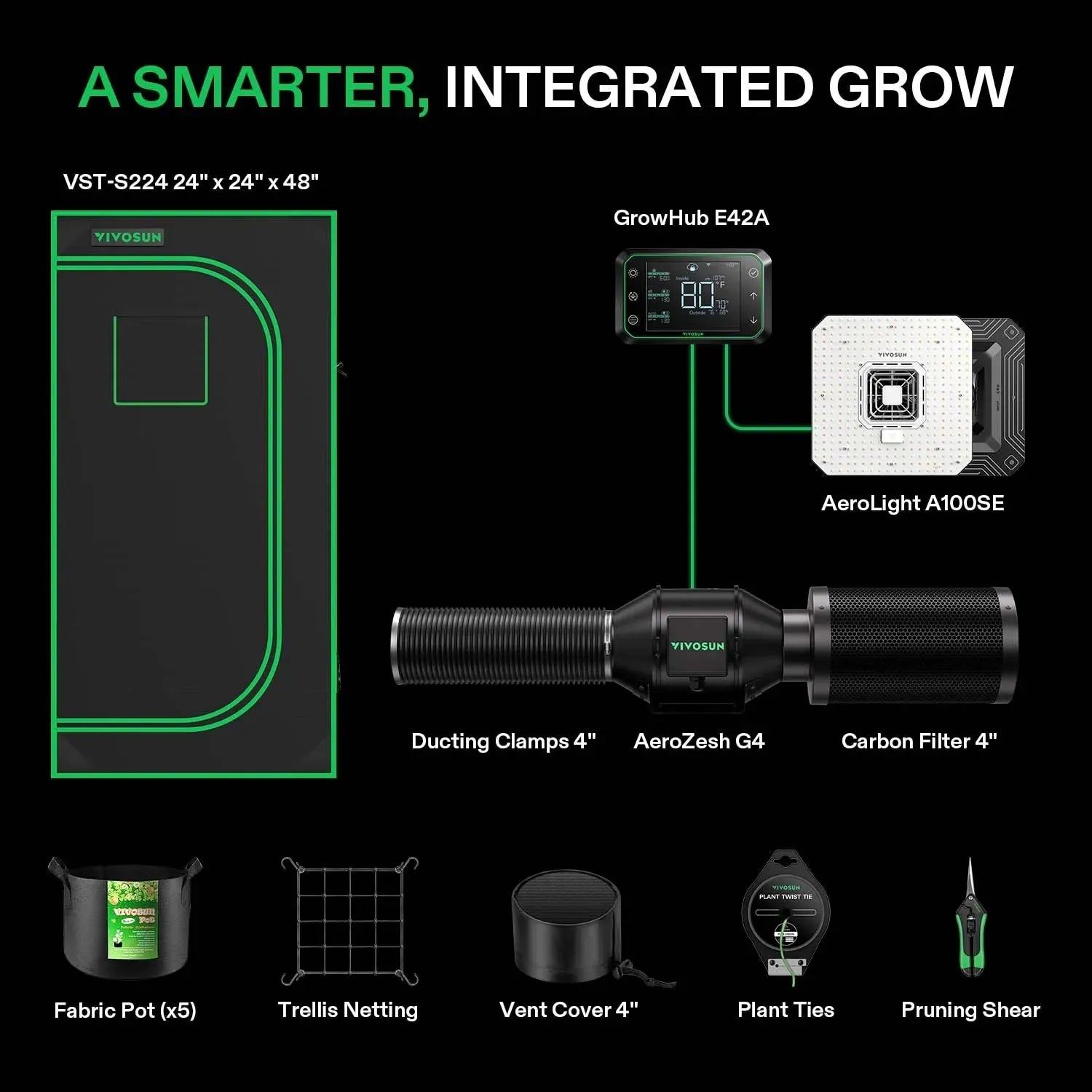 Vivosun Smart Grow Tent Kit for Indoor Plants | 2' x 2' Hydroponic System with LED Grow Light - Perfect for Home Gardening, Seed Starting & Herb Cultivation