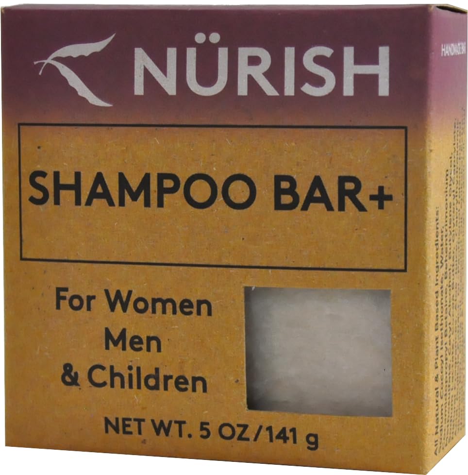 Nurish Shampoo Bar - Natural & Eco-Friendly Solid Shampoo for All Hair Types | Sulfate-Free, Vegan & Plastic-Free Hair Care | Perfect for Travel, Gym & Sustainable Lifestyle