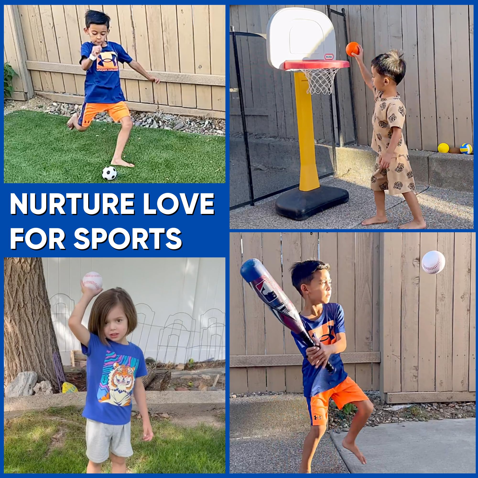 6-Piece Mini Sports Foam Ball Set for Kids - Soft Football, Basketball, Baseball & Volleyball - Safe Toddler Toys for Indoor Play, Learning & Backyard Games | Perfect for Preschool Playtime, Birthday Gifts & Daycare Activities