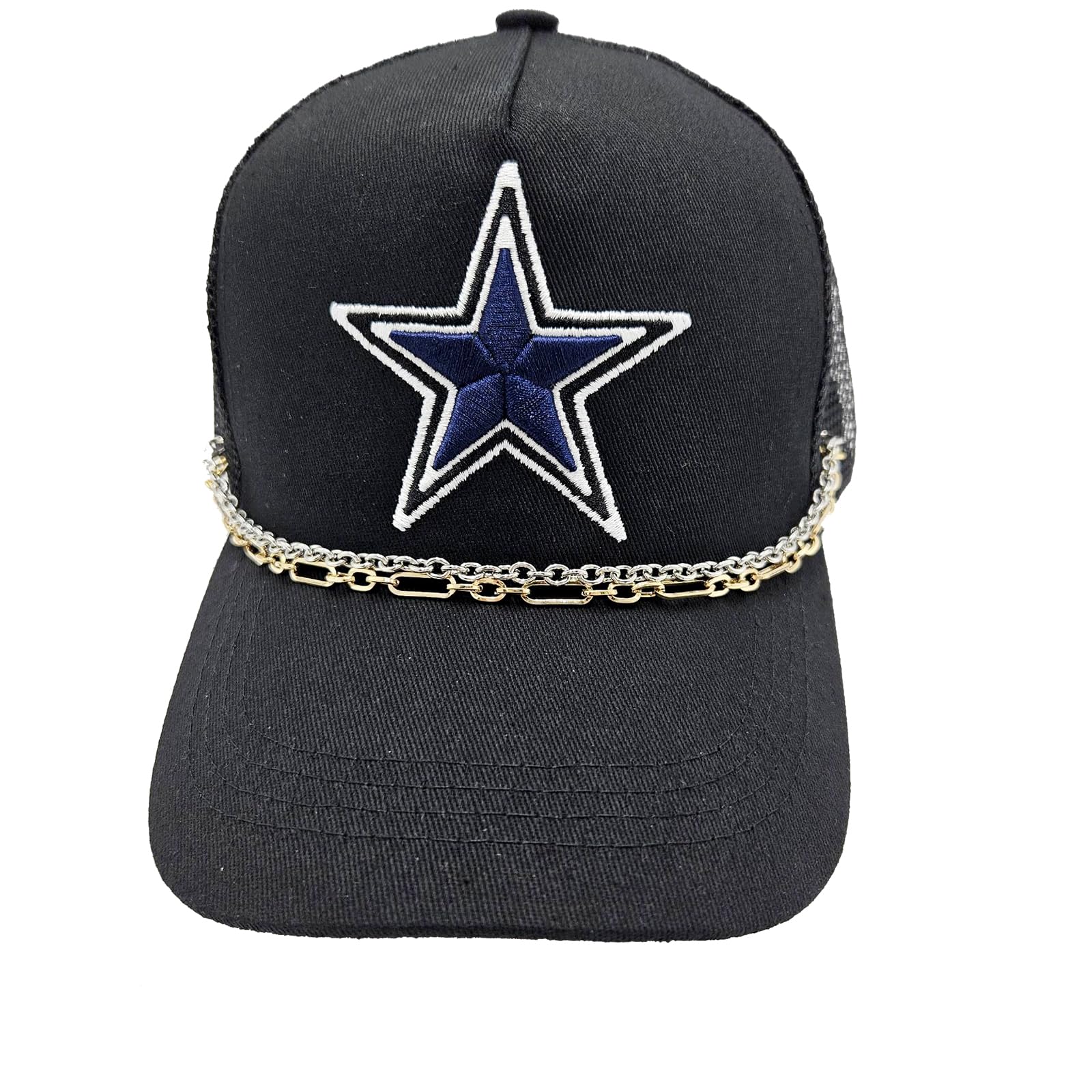 4 Pcs Trucker Hat Chains - Bill Decoration Hat Charms, DIY Metal Chains for Mesh Baseball Caps - Perfect for Customizing Hats, Trucker Caps & Accessories (Great for Parties, Festivals & Outdoor Events)