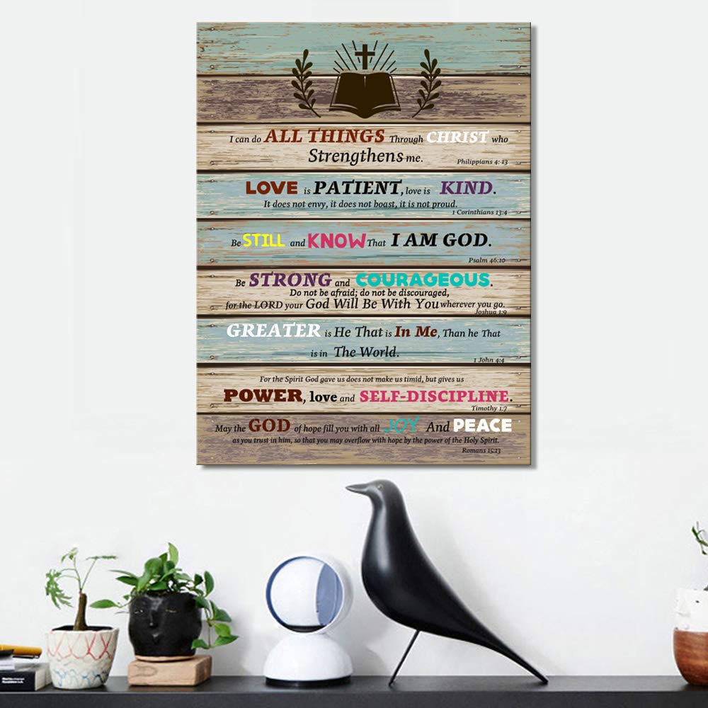 Inspirational Bible Verse Canvas Wall Art - Christian Scripture Decor for Office, Bathroom, Bedroom - Rustic Farmhouse Religious Gift - 'Be Still and Know That I Am God' - Perfect for Home, Church & Prayer Room Decor