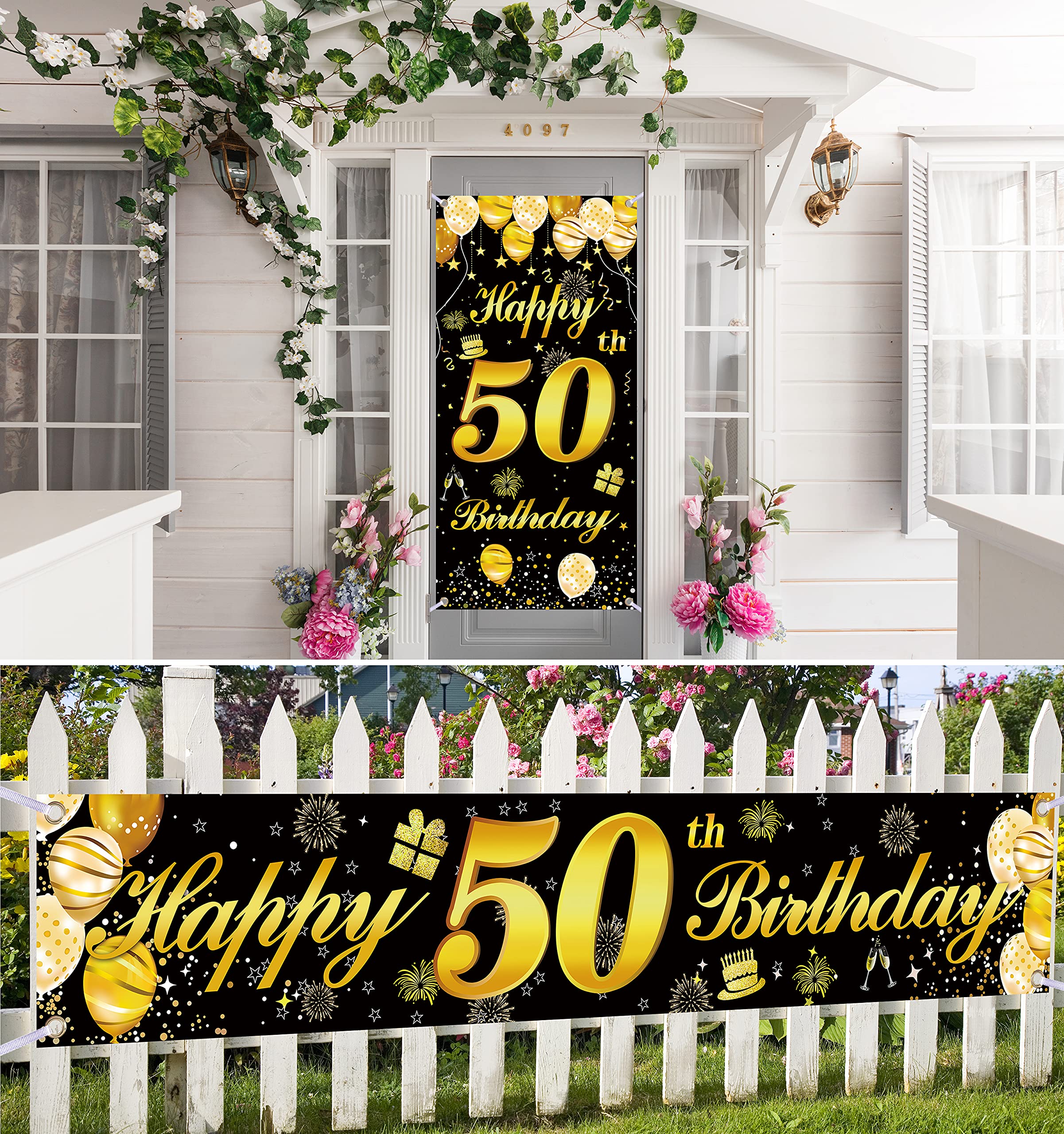 50th Happy Birthday Banner for Men - Large Birthday Party Decorations & Backdrop - Perfect for Milestone Birthday Celebrations, Home Decor, and Photo Backdrops