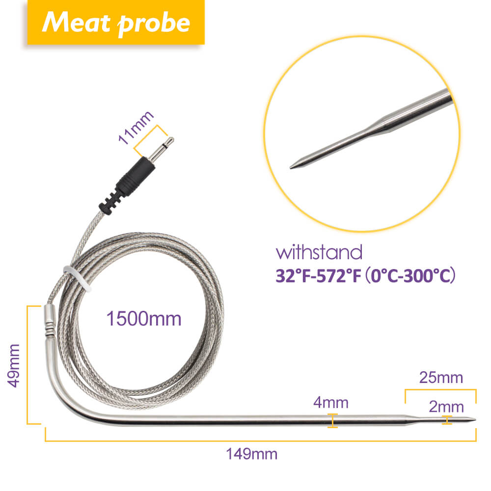 Wireless Bluetooth BBQ Thermometer IBT-4XS - Smart Meat Thermometer for Grilling, Smoking & Cooking - Perfect for Outdoor BBQ, Camping & Home Kitchen Use