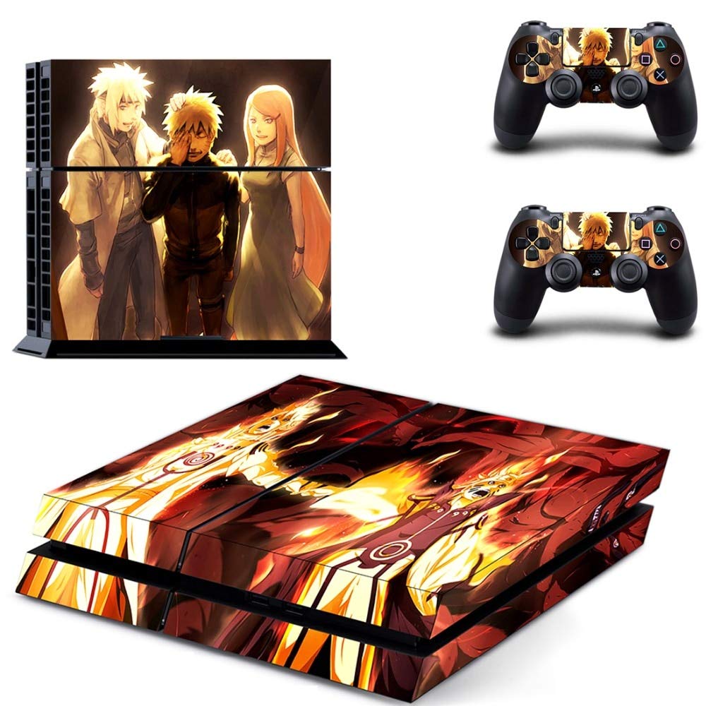 Naruto Anime PS4 Pro Skin Sticker Decal Vinyl Cover for Sony PlayStation 4 Console & 2 Controllers - Custom Protective Wrap for PS4 Slim/Pro - Perfect for Gaming Setups & Anime Decor