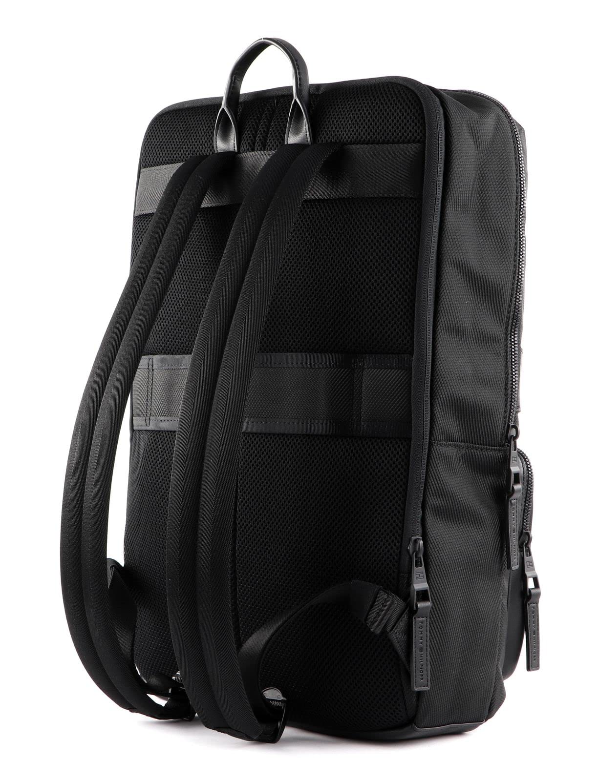 Tommy Hilfiger 1985 Slim Tech Backpack for Men & Women - Lightweight Water-Resistant Laptop Backpack for Work, School & Travel - Black